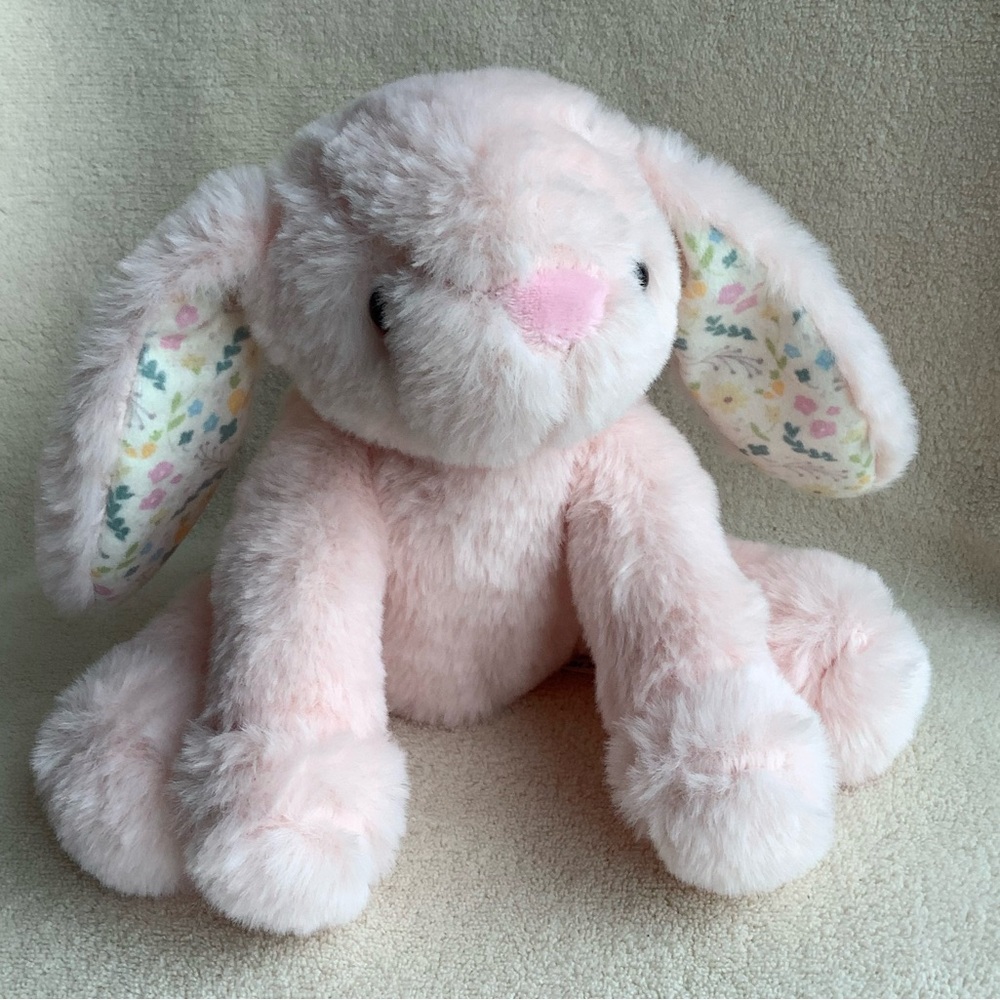 Animal Adventure Pink Bunny Rabbit Floral Inner Ears Stuffed Animal Toy